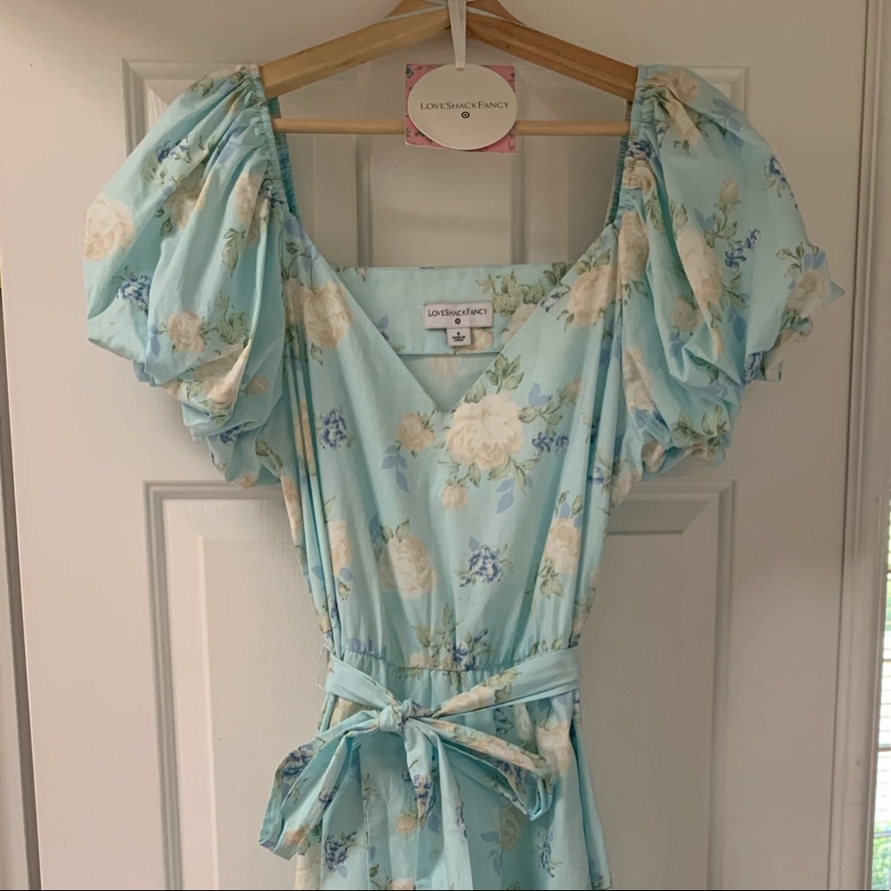 Love Shack Fancy Floral Dress w/tie